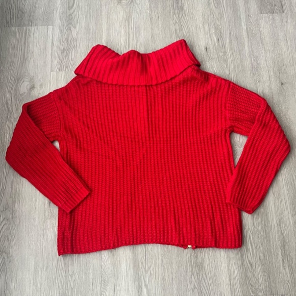 (NWT) Modamix Women's Red Cowl Neck Zip Front Long Sleeve Sweater Plus Size 2X - Picture 5 of 9